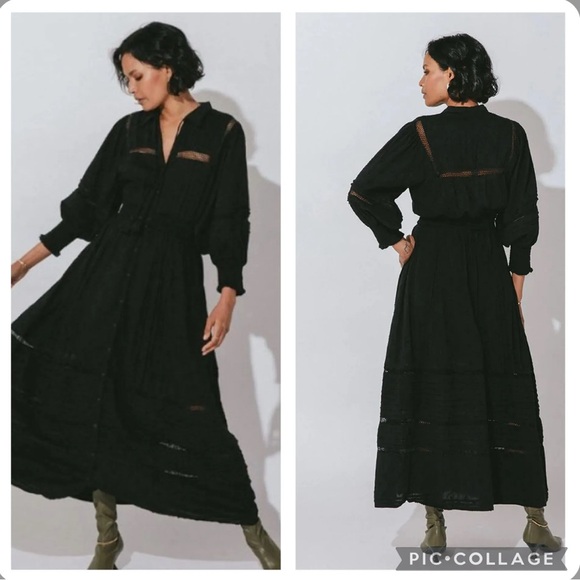 Cleobella Jane Ankle Dress Black Sz Large MSRP$278 - Picture 1 of 3